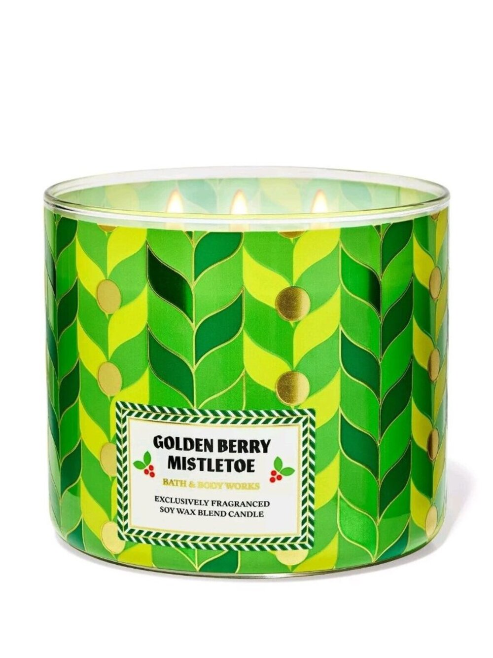 Bath & Body Works "Golden Berry Mistletoe" 3-Wick Candles New in Box